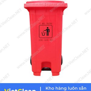 Thung Rac Dap Chan 120 Lit Mau Do