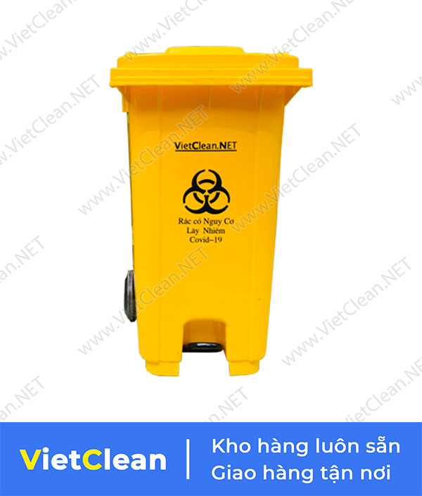 Thung Rac Dap Chan 120 Lit Mau Vang