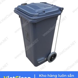 Thung Rac Dap Chan 120 Lit Mau Xam