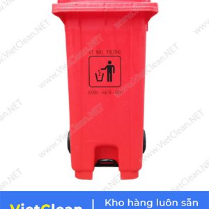 Thung Rac Dap Chan 240 Lit Mau Do