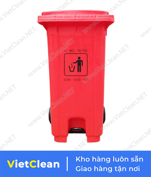 Thung Rac Dap Chan 240 Lit Mau Do