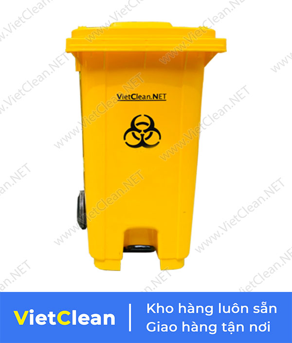 Thung Rac Dap Chan 240 Lit Mau Vang