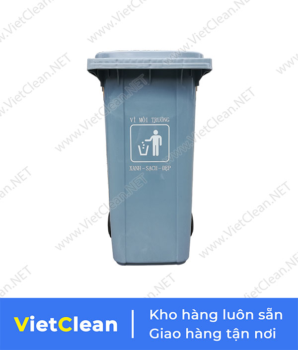 Thung Rac Dap Chan 240 Lit Mau Xam