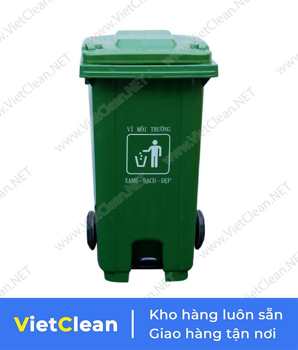 Thung Rac Dap Chan 240 Lit Xanh La